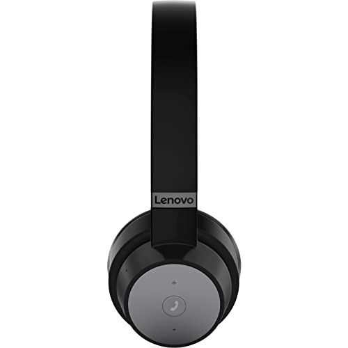 Lenovo Go - Headset - on-ear - Bluetooth - wireless, wired - active noise cancelling - USB-C - thunder black - Certified for Skype for Business, Certified for Microsoft Teams - for IdeaPad 5 14IAL7 82SD, ThinkPad T16 Gen 1 21BV