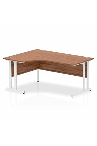 Dynamic Impulse 1600mm Left Crescent Desk Walnut Top White Cantilever Leg MI002134