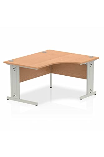 Dynamic Impulse 1400mm Right Crescent Desk Oak Top Silver Cable Managed Leg I003851