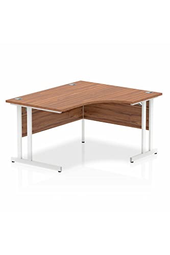 Dynamic Impulse 1400mm Right Crescent Desk Walnut Top White Cantilever Leg I003841