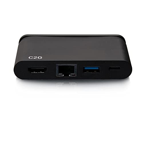 C2G USB C Dock with HDMI, USB, Ethernet, USB C & Power Delivery up to 100W - Docking station - USB-C / Thunderbolt 3 - HDMI - GigE