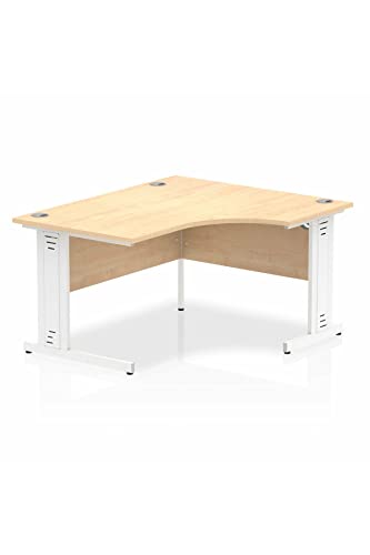 Dynamic Impulse 1400mm Right Crescent Desk Maple Top White Cable Managed Leg I003862