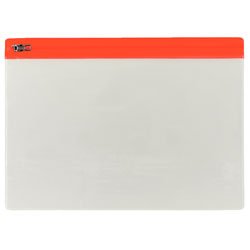 Best Value Transparent Zip Pouches with coloured header Strip - A5 Red Strip