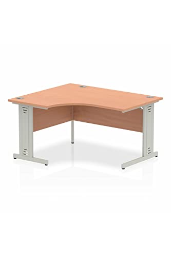 Dynamic Impulse 1400mm Left Hand Crescent Desk Beech Top Grey Oak Cable Managed Leg I003855