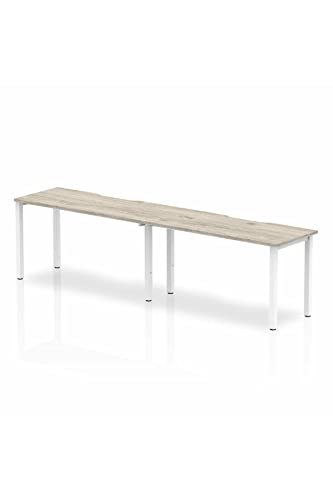 Dynamic Evolve Plus 1400mm Single Row 2 Person Desk Grey Oak Top White Frame BE768