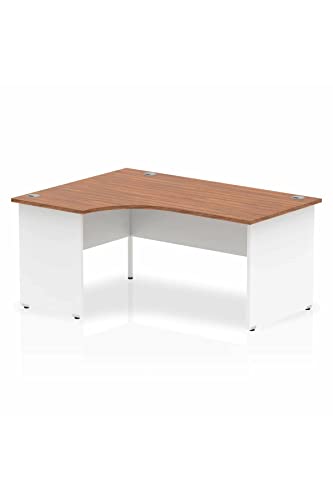 Dynamic Impulse 1600mm Left Crescent Desk Walnut Top White Panel End Leg TT000025