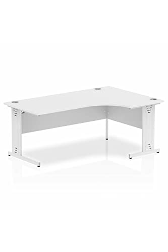 Dynamic Impulse 1600mm Right Crescent Desk Grey Oak Top White Cable Managed Leg I003533