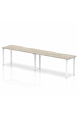 Dynamic Evolve Plus 1600mm Single Row 2 Person Desk Grey Oak Top White Frame BE770