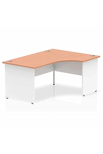 Dynamic Impulse 1600mm Right Crescent Desk Beech Top White Panel End Leg TT000039