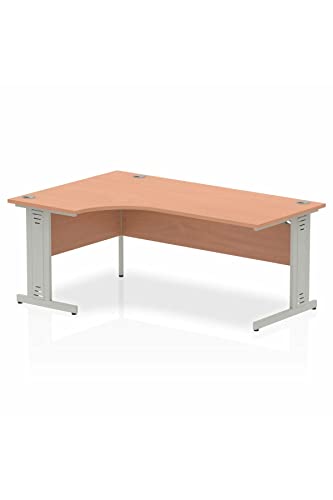 Dynamic Impulse 1400mm Left Hand Crescent Desk Walnut Top Silver Cable Managed Leg I003847