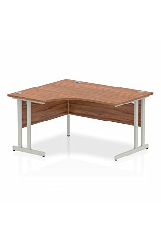 Dynamic Impulse 1400mm Left Hand Crescent Desk Walnut Top Silver Cantilever Leg I003823