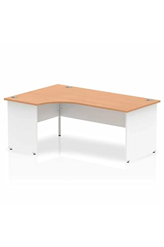 Dynamic Impulse 1800mm Left Crescent Desk Oak Top White Panel End Leg TT000035