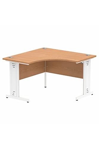 Dynamic Impulse 1200mm Corner Desk Oak Top White Cable Managed Leg MI002843