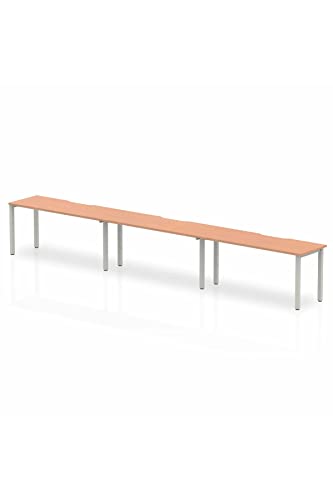 Dynamic Evolve Plus 1200mm Single Row 3 Person Desk Grey Oak Top White Frame BE772