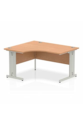 Dynamic Impulse 1400mm Left Hand Crescent Desk Oak Top Silver Cable Managed Leg I003845