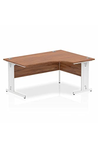 Dynamic Impulse 1600mm Right Crescent Desk Walnut Top White Cable Managed Leg MI002147