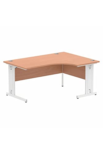 Dynamic Impulse 1600mm Right Crescent Desk Beech Top White Cable Managed Leg MI001880