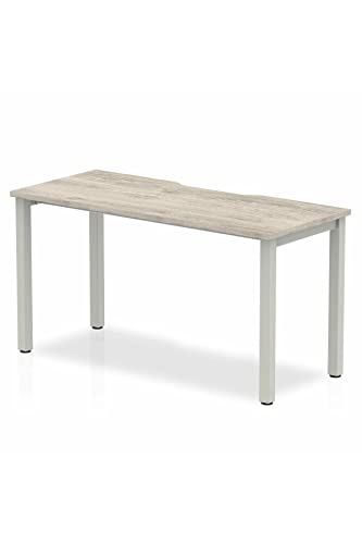 Dynamic Evolve Plus 1400mm Single Starter Desk Grey Oak Top Silver Frame BE761