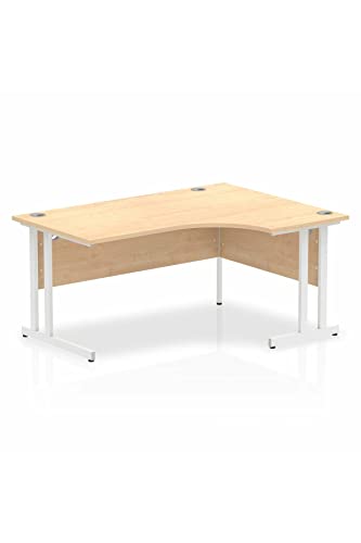 Dynamic Impulse 1600mm Right Crescent Desk Maple Top White Cantilever Leg MI002619