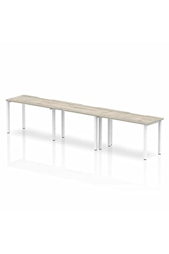 Dynamic Evolve Plus 1200mm Single Row 3 Person Desk Grey Oak Top White Frame BE772