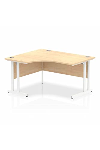 Dynamic Impulse 1400mm Left Hand Crescent Desk Maple Top White Cantilever Leg I003832