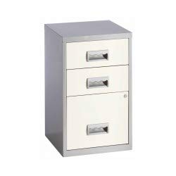 Pierre Henry Steel Filing Cabinet with 3 Lockable Drawers COMBI 400 x 400 x 660 mm Silver, White