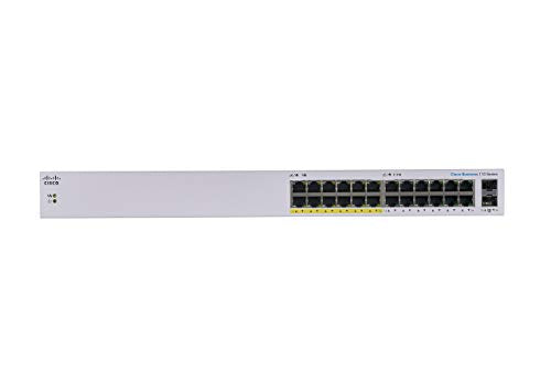 Cisco Business 110 Series 110-24PP - Switch - unmanaged - 12 x 10/100/1000 (PoE) + 12 x 10/100/1000 + 2 x combo Gigabit SFP - desktop, rack-mountable, wall-mountable - PoE (100 W)