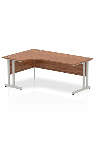 Dynamic Impulse 1800mm Left Crescent Desk Walnut Top Silver Cantilever Leg I000345