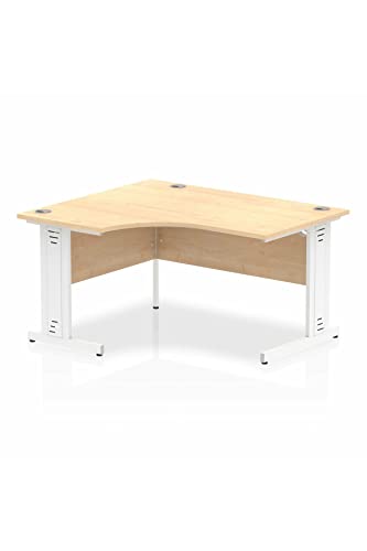 Dynamic Impulse 1400mm Left Hand Crescent Desk Maple Top White Cable Managed Leg I003856