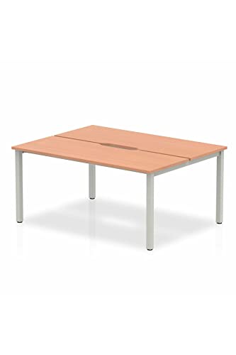 Dynamic Evolve Plus 1400mm B2B 2 Person Desk Grey Oak Top White Frame BE744