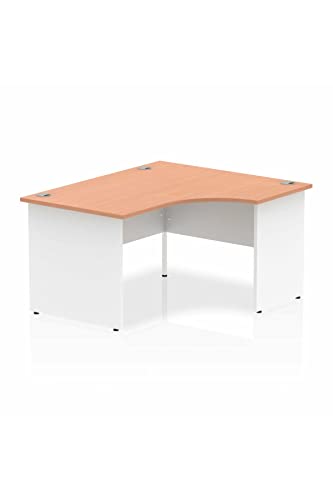 Dynamic Impulse 1400mm Right Crescent Desk Maple Top White Panel End Leg I003885