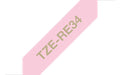 Brother TZe-RE34 - Gold on pink - Roll (1.2 cm x 4 m) 1 roll(s) ribbon tape - for Brother PT-D600, H110, P-Touch PT-D450, P-Touch Cube PT-P300, P-Touch Embellish PT-D215