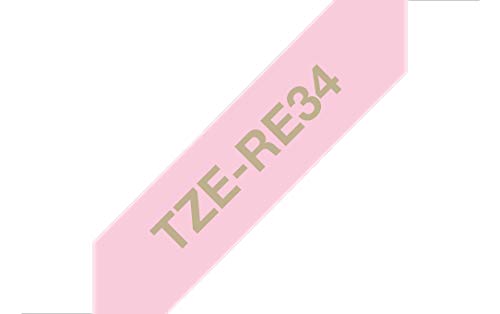 Brother TZe-RE34 - Gold on pink - Roll (1.2 cm x 4 m) 1 roll(s) ribbon tape - for Brother PT-D600, H110, P-Touch PT-D450, P-Touch Cube PT-P300, P-Touch Embellish PT-D215