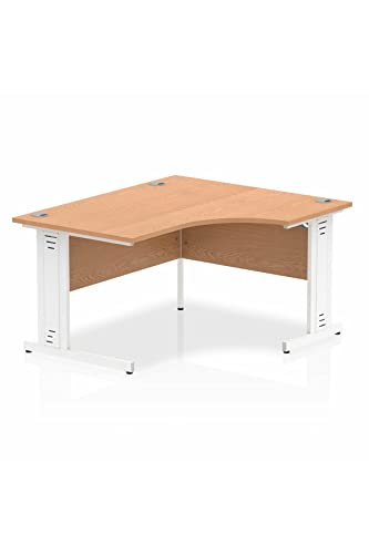 Dynamic Impulse 1400mm Right Crescent Desk Oak Top White Cable Managed Leg I003863