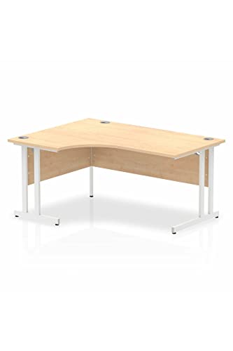 Dynamic Impulse 1600mm Left Crescent Desk Maple Top White Cantilever Leg MI002618