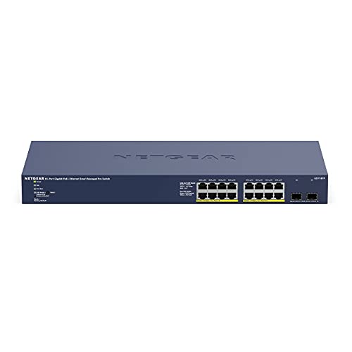 NETGEAR GS716TP - 16-port Gigabit Ethernet PoE+ Smart Managed Pro Switch with 2 SFP Ports and Cloud Management - Switch - smart - 16 x 10/100/1000 (PoE+) + 2 x 1000Base-X SFP (uplink) - rack-mountable - PoE+ (180 W)