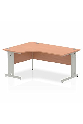 Dynamic Impulse 1400mm Left Hand Crescent Desk Walnut Top Silver Cable Managed Leg I003847