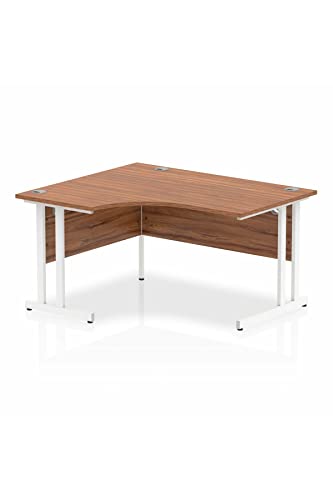 Dynamic Impulse 1400mm Left Hand Crescent Desk Walnut Top White Cantilever Leg I003835