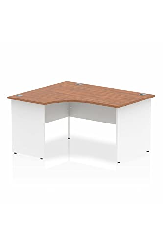 Dynamic Impulse 1400mm Left Crescent Desk Walnut Top White Panel End Leg I003882