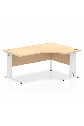 Dynamic Impulse 1600mm Right Crescent Desk Maple Top White Cable Managed Leg MI002623