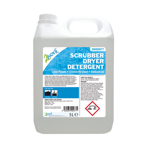 2Work Scrubber Dryer Detergent Low Foam Fragrance-Free 5 Litre 2W00977