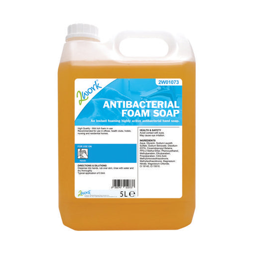 2Work Antibacterial Foam Soap 5 Litre Bulk Bottle 2W01073