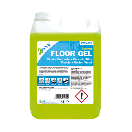 2Work Lemon Floor Gel Concentrate 5 Litre Bulk Bottle 2W04569