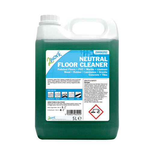 2Work Neutral Floor Cleaner Lemon Fragrance 5 Litre Bulk Bottle 2W06292