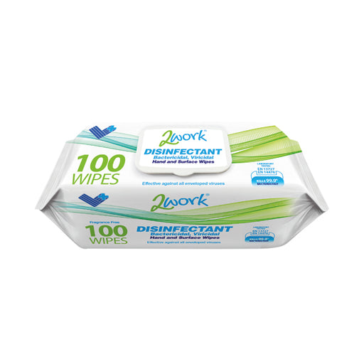 2Work Disinfectant Viricidal Hand And Surface Wipes (Pack of 100) 2W07385