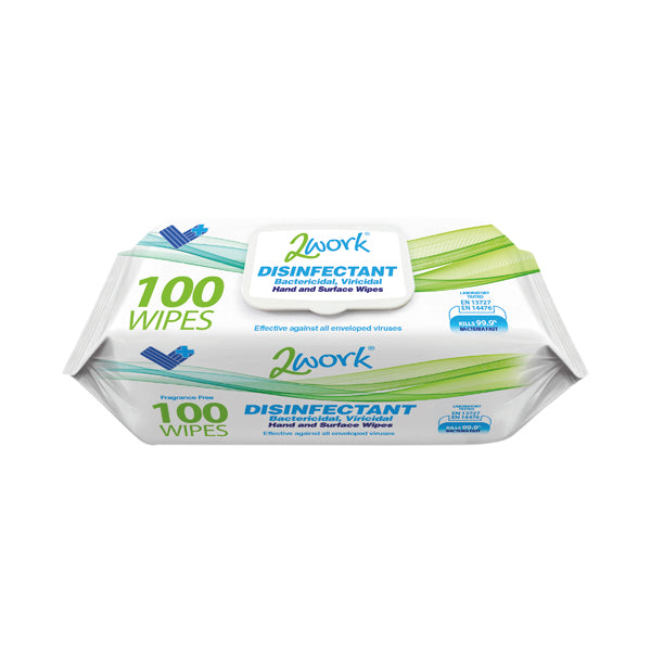 2Work Disinfectant Viricidal Hand And Surface Wipes (Pack of 100) 2W07385