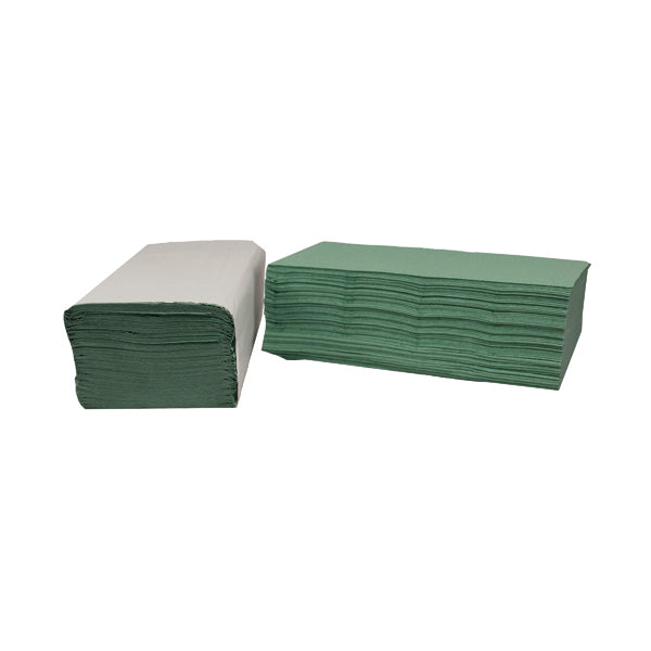 2Work 1-Ply I-Fold Hand Towels Green 15 x 240 Sheets (Pack of 3600) 2W70105