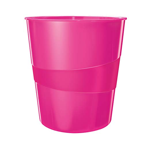 Best Value Leitz 15 Litre Waste Bin, Plastic, Wow Range, Metallic Pink