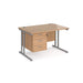 DAMS Maestro 25 SL straight desk with 3 drawer pedestal 1200mm - silver cantilever frame, beech top