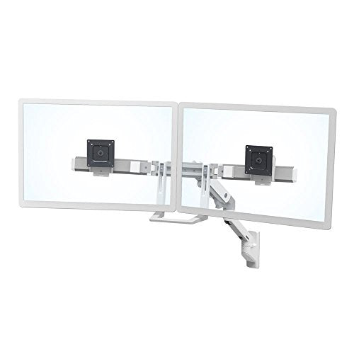 Ergotron HX Dual Monitor Wall Mount Arm - Mounting kit (handle, articulating arm, wall mount, 2 pivots, mounting hardware, hinge, extension part) for 2 monitors - white - screen size: up to 32" - wall-mountable